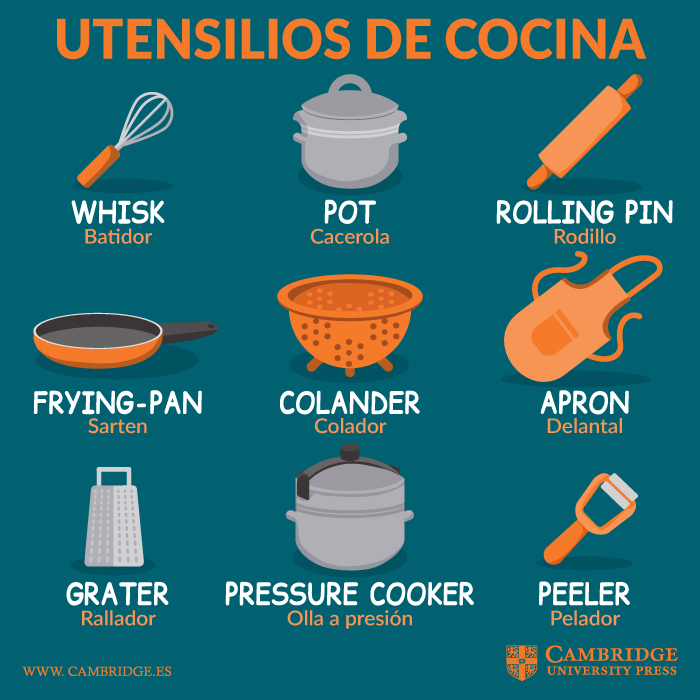 utensilios de cocina en inglés