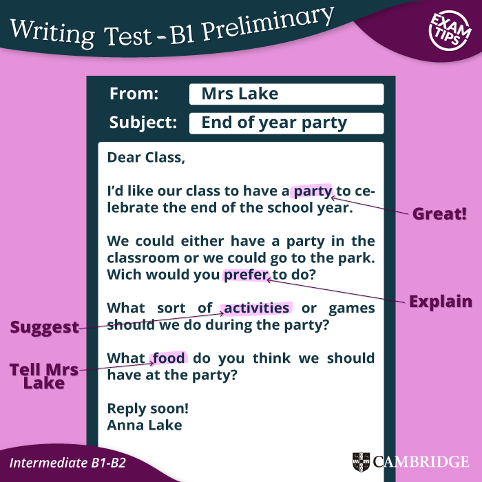 B1 Writing Test Examples